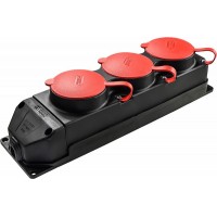 Колодка каучукова 3Р+РЕ з захисними кришками тримісна (3×25А) IP44 Колодка каучукова 3Р+РЕ з захисними кришками тримісна (3×25А) IP44