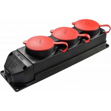 Колодка каучукова 3Р+РЕ з захисними кришками тримісна (3×25А) IP44 Колодка каучукова 3Р+РЕ з захисними кришками тримісна (3×25А) IP44