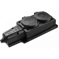 Колодка каучукова 2Р+PE з захисними кришками двомісна 16А IP44