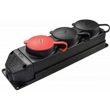 Колодка каучукова 3Р+РЕ з захисними кришками тримісна (1×25А/2×16A*2P+PE) IP44