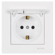 Розетка Nilson Moda біла одинарна з заземленням з кришкою Розетка Nilson Moda біла одинарна з заземленням з кришкою