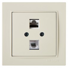 Розетка Nilson Thor кремова комп'ютерна CAT6e RJ45 подвійна