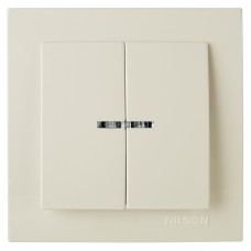 Вимикач Nilson Touran кремовий двоклавішний з підсвічуванням (12шт)