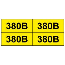 Знак "380 В" жовтий 38х90  (на аркуші 30 шт)