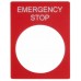 Табличка маркувальна EMERGENCY STOP червона прямокутна для кнопок XB2