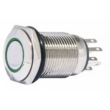 TYJ 16-262 Кнопка металева пласка з підсвічуванням, 2NO+2NC, зелена 220V.