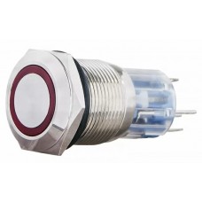 TYJ 19-271  Кнопка металева пласка з підсвічуванням, 1NO+1NC, червона  220V.