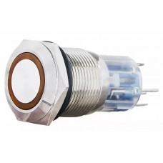 TYJ 19-271  Кнопка металева пласка з підсвічуванням, 1NO+1NC, жовта  24V.