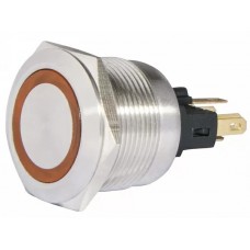 TYJ 22-271  Кнопка металева пласка з підсвічуванням, 1NO+1NC, жовта  24V.