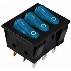 KCD2-3101N C3-BL/B 220V Перемикач 3 клав. синій з підсвічуванням KCD2-3101N C3-BL/B 220V Перемикач 3 клав. синій з підсвічуванням