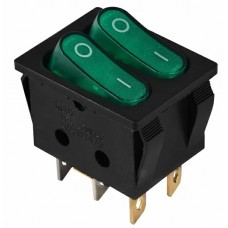KCD2-5-2101N GR/B  220V Перемикач 2 клав. зелений з підсвічуванням