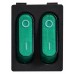 KCD2-5-2101N GR/B  220V Перемикач 2 клав. зелений з підсвічуванням