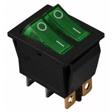 KCD2-2101N C3-GR/B 220V Перемикач 2 клав. зелений з підсвічуванням KCD2-2101N C3-GR/B 220V Перемикач 2 клав. зелений з підсвічуванням